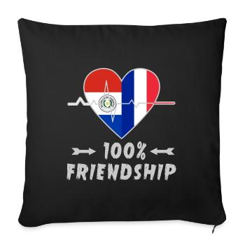 Le Paraguay et la France : une amitié à 100 % - Housse de coussin décorative 45 x 45 cm - noir - Devant