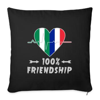 Nigeria and France 100% friendship - Sofa pillowcase 17,3'' x 17,3'' (45 x 45 cm) - black - Front