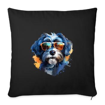 Bolonka Zwetna with sunglasses - Sofa pillowcase 17,3'' x 17,3'' (45 x 45 cm) - black - Front