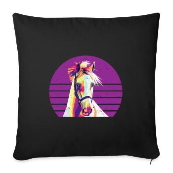 Polygon Horse Motif Horse Motif Retro Vintage - Sofa pillowcase 17,3'' x 17,3'' (45 x 45 cm) - black - Front