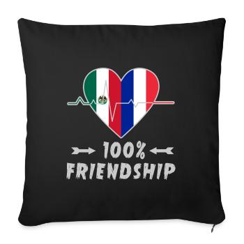 Mexico and France 100% friendship - Sofa pillowcase 17,3'' x 17,3'' (45 x 45 cm) - black - Front