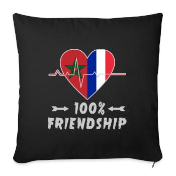 Le Maroc et la France : une amitié à 100 % - Housse de coussin décorative 45 x 45 cm - noir - Devant