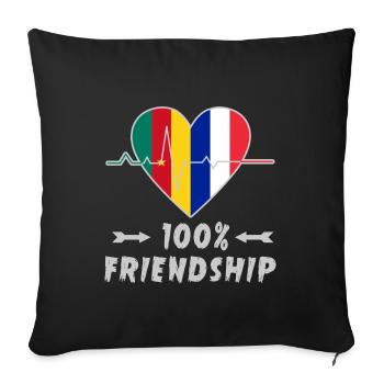 Kamerun und Frankreich 100% Freundschaft - Sofakissenbezug 45 x 45 cm - Schwarz - Vorne