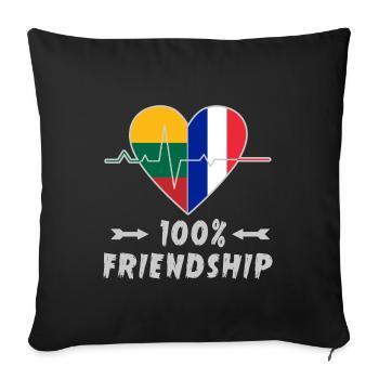 Lithuania and France 100% friendship - Sofa pillowcase 17,3'' x 17,3'' (45 x 45 cm) - black - Front