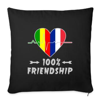 100 % amitié entre le Mali et la France - Housse de coussin décorative 45 x 45 cm - noir - Devant