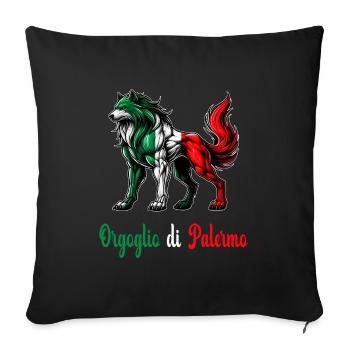 The pride of Palermo Italy flag - Sofa pillowcase 17,3'' x 17,3'' (45 x 45 cm) - black - Front