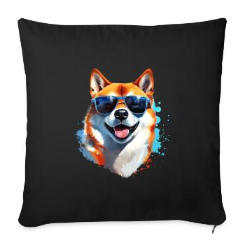 Shiba Inu with sunglasses - Sofa pillowcase 17,3'' x 17,3'' (45 x 45 cm) - black - Front