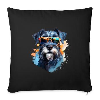 Schnauzer with sunglasses - Sofa pillowcase 17,3'' x 17,3'' (45 x 45 cm) - black - Front