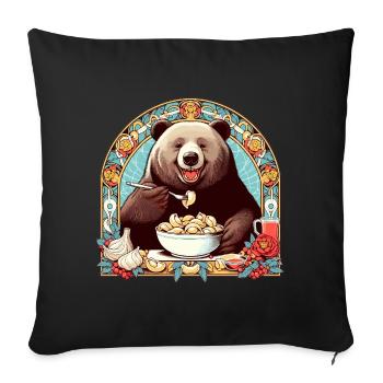 Pelmeni Bear Gift - Sofa pillowcase 17,3'' x 17,3'' (45 x 45 cm) - black - Front