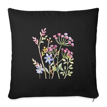 Delicate Watercolour Floral Art - Sofa pillowcase 17,3'' x 17,3'' (45 x 45 cm) - black - Front