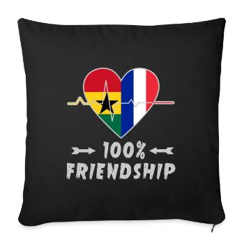 Ghana and France 100% friendship - Sofa pillowcase 17,3'' x 17,3'' (45 x 45 cm) - black - Front