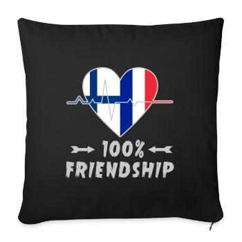 100 % amitié entre la Finlande et la France - Housse de coussin décorative 45 x 45 cm - noir - Devant