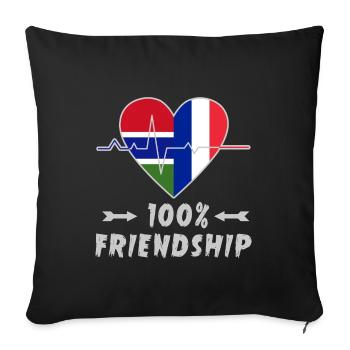 Gambia and France 100% friendship - Sofa pillowcase 17,3'' x 17,3'' (45 x 45 cm) - black - Front