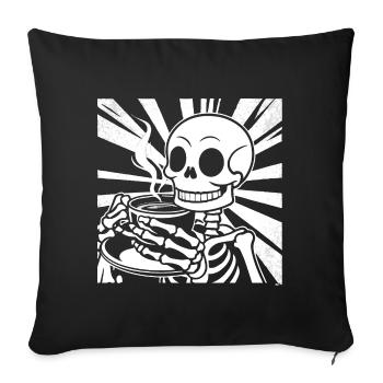 Skeleton drinking coffee - Sofa pillowcase 17,3'' x 17,3'' (45 x 45 cm) - black - Front