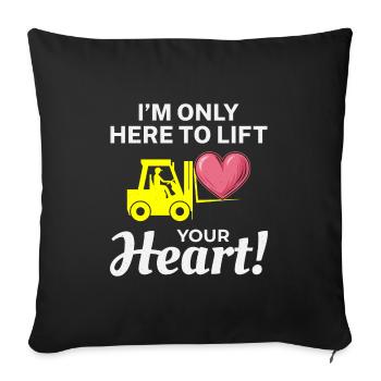 Forklift Operator Driver Valentine’s Day Funny - Sofa pillowcase 17,3'' x 17,3'' (45 x 45 cm) - black - Front