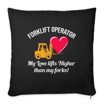 Conducteur de chariot élévateur Chauffeur Saint Valentin Drôle - Housse de coussin décorative 45 x 45 cm - noir - Devant