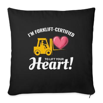Conducteur de chariot élévateur Chauffeur Saint Valentin Drôle - Housse de coussin décorative 45 x 45 cm - noir - Devant
