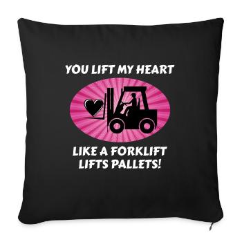 Conducteur de chariot élévateur Chauffeur Saint Valentin Drôle - Housse de coussin décorative 45 x 45 cm - noir - Devant
