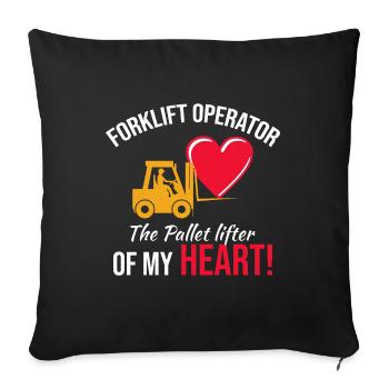 Conducteur de chariot élévateur Chauffeur Saint Valentin Drôle - Housse de coussin décorative 45 x 45 cm - noir - Devant