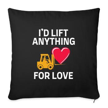 Forklift Operator Driver Valentine’s Day Funny - Sofa pillowcase 17,3'' x 17,3'' (45 x 45 cm) - black - Front