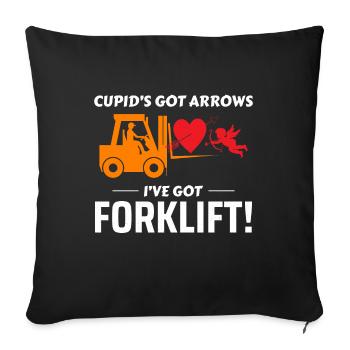 Forklift Operator Driver Valentine’s Day Funny - Sofa pillowcase 17,3'' x 17,3'' (45 x 45 cm) - black - Front