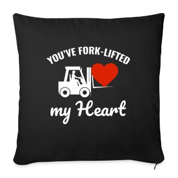 Forklift Operator Driver Valentine’s Day Funny - Sofa pillowcase 17,3'' x 17,3'' (45 x 45 cm) - black - Front
