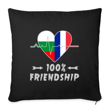 Bulgaria and France 100% friendship - Sofa pillowcase 17,3'' x 17,3'' (45 x 45 cm) - black - Front