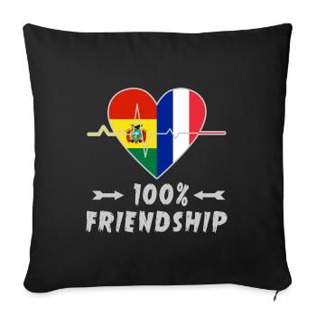 Bolivia and France 100% friendship - Sofa pillowcase 17,3'' x 17,3'' (45 x 45 cm) - black - Front