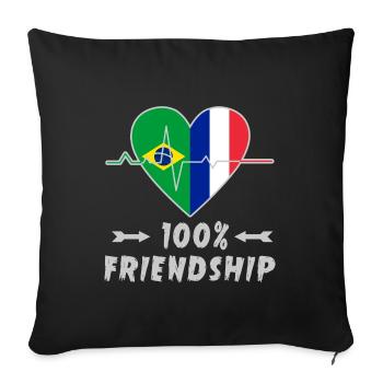 Le Brésil et la France, une amitié à 100 % - Housse de coussin décorative 45 x 45 cm - noir - Devant