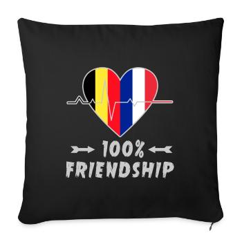 Belgium and France 100% friendship - Sofa pillowcase 17,3'' x 17,3'' (45 x 45 cm) - black - Front