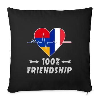 L'Arménie et la France : amitié à 100 % - Housse de coussin décorative 45 x 45 cm - noir - Devant