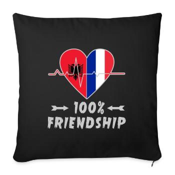 L'Albanie et la France : amitié à 100 % - Housse de coussin décorative 45 x 45 cm - noir - Devant