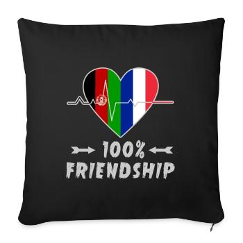 Afghanistan and France 100% friendship - Sofa pillowcase 17,3'' x 17,3'' (45 x 45 cm) - black - Front