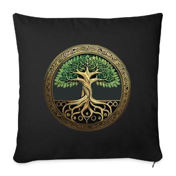 Arbre de Vie Viking Midgard Thor Valhalla - Housse de coussin décorative 45 x 45 cm - noir - Devant