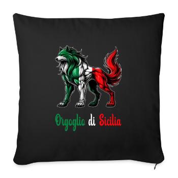 Drapeau de la fierté de la Sicile et de l'Italie - Housse de coussin décorative 45 x 45 cm - noir - Devant