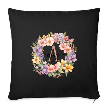 A| Monogramme | Nom | Amy | Aquarelle | Coloré - Housse de coussin décorative 45 x 45 cm - noir - Devant