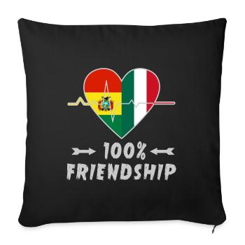 100 % amitié entre la Bolivie et l'Italie - Housse de coussin décorative 45 x 45 cm - noir - Devant