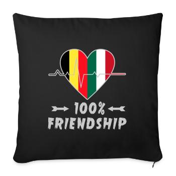 100 % amitié entre la Belgique et l'Italie - Housse de coussin décorative 45 x 45 cm - noir - Devant
