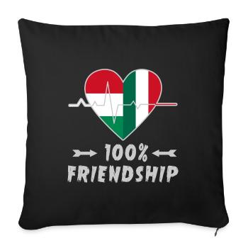 Ungarn und Italien 100% Freundschaft - Sofakissenbezug 45 x 45 cm - Schwarz - Vorne