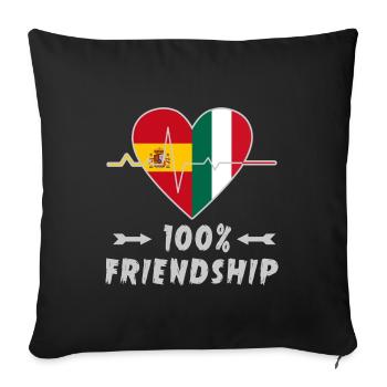Spain and Italy 100% friendship - Sofa pillowcase 17,3'' x 17,3'' (45 x 45 cm) - black - Front