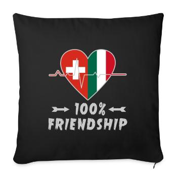 Switzerland and Italy 100% friendship - Sofa pillowcase 17,3'' x 17,3'' (45 x 45 cm) - black - Front