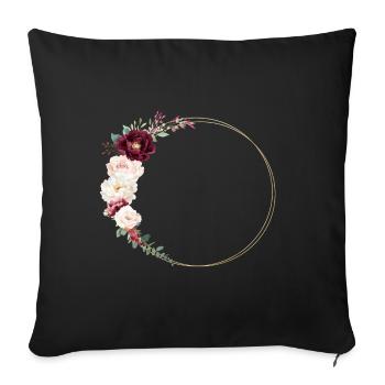 Burgund, Weiß, Rosa, Blumekranz, personalisierbar - Sofakissenbezug 45 x 45 cm - Schwarz - Vorne