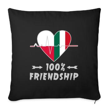 100 % amitié entre la Pologne et l'Italie - Housse de coussin décorative 45 x 45 cm - noir - Devant