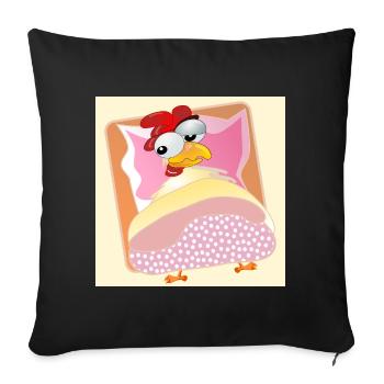 Poules Élevage de poulets - COUCHAGE AU LIT - Housse de coussin décorative 45 x 45 cm - noir - Devant