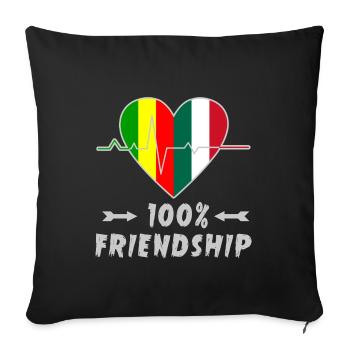 100 % amitié entre le Mali et l'Italie - Housse de coussin décorative 45 x 45 cm - noir - Devant