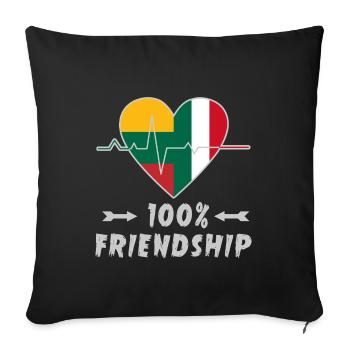 Lithuania and Italy 100% friendship - Sofa pillowcase 17,3'' x 17,3'' (45 x 45 cm) - black - Front