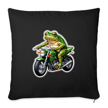 Frosch auf Motorrad - Sofakissenbezug 45 x 45 cm - Schwarz - Vorne