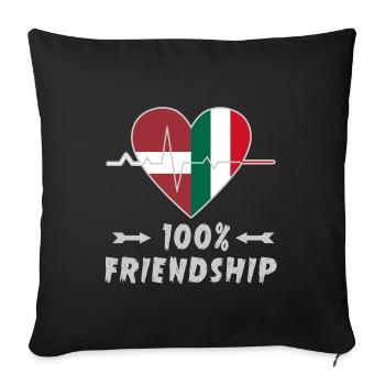 100 % amitié entre la Lettonie et l'Italie - Housse de coussin décorative 45 x 45 cm - noir - Devant