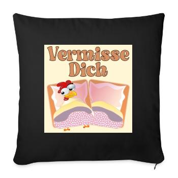 Vermisse Dich - Fernbeziehung - Sofakissenbezug 45 x 45 cm - Schwarz - Vorne