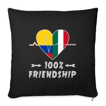 100 % amitié entre la Colombie et l'Italie - Housse de coussin décorative 45 x 45 cm - noir - Devant